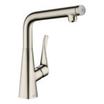 hansgrohe Metris Select Single Lever Swivel Spout 320 Stainless Steel Kitchen Mixer