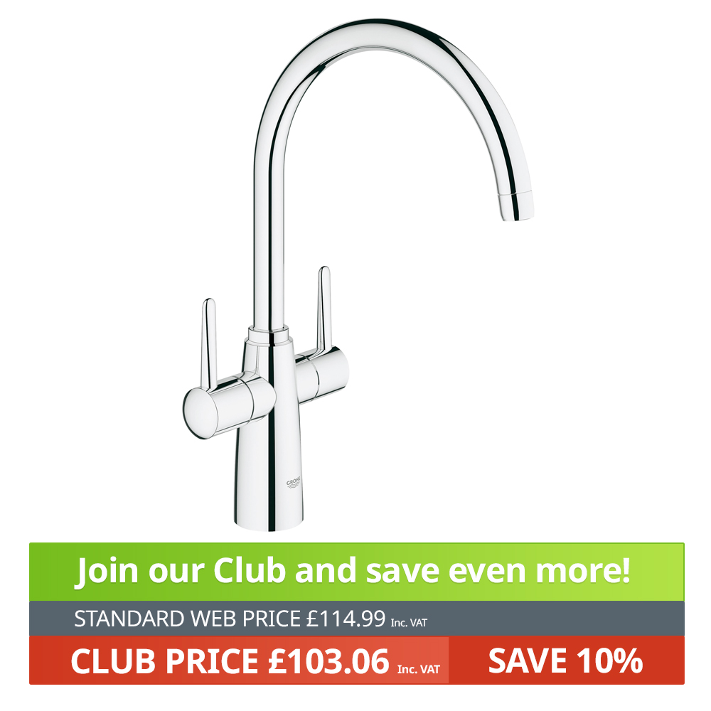 Grohe Ambi Contemporary Two Handle Swivel 360 Chrome Kitchen Mixer Tap