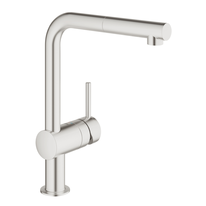 Grohe Minta with Pull-out Mousseur Single Lever Swivel L Spout 360 Supersteel-Main