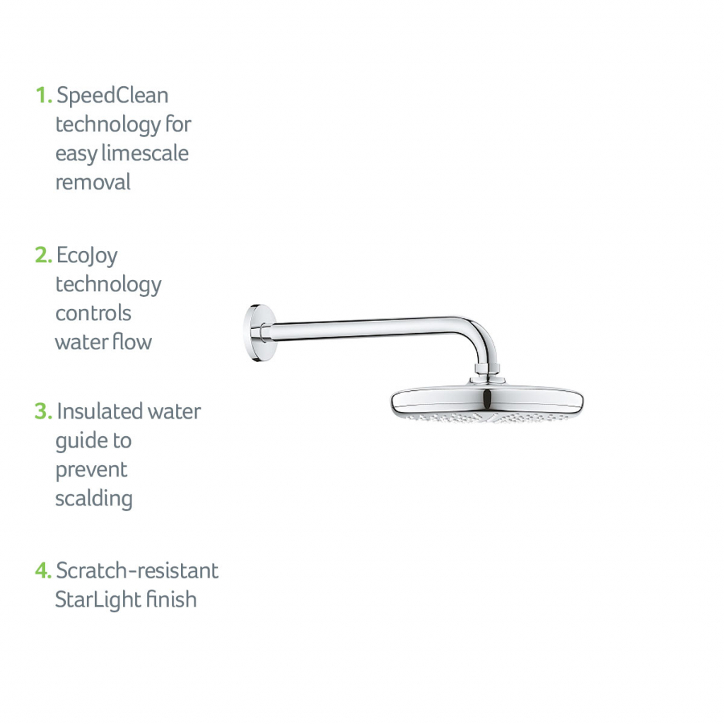 Grohe Tempesta 210 Shower Head with Shower Arm Chrome