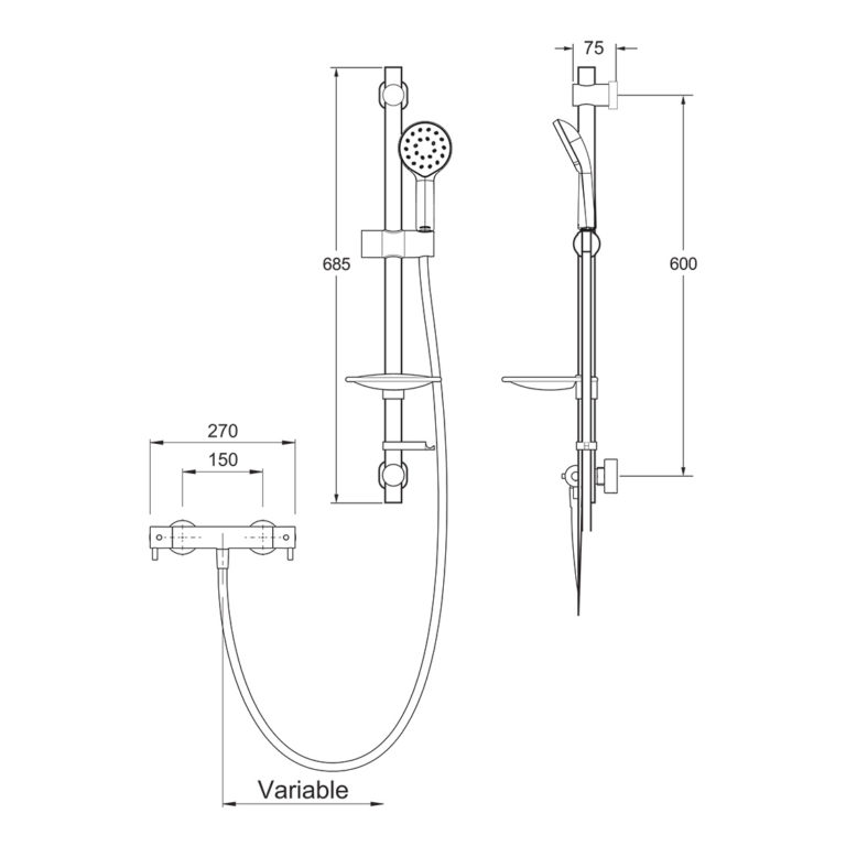 Methven Kiri MK2 Satinjet Shower Kit Chrome Easyfit
