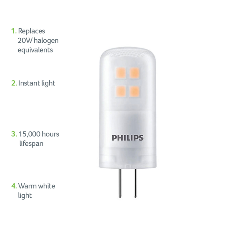 929002389002 Philips CorePro LED Capsule Bulb G4 1.8W 2700K Frosted 1200 x1200