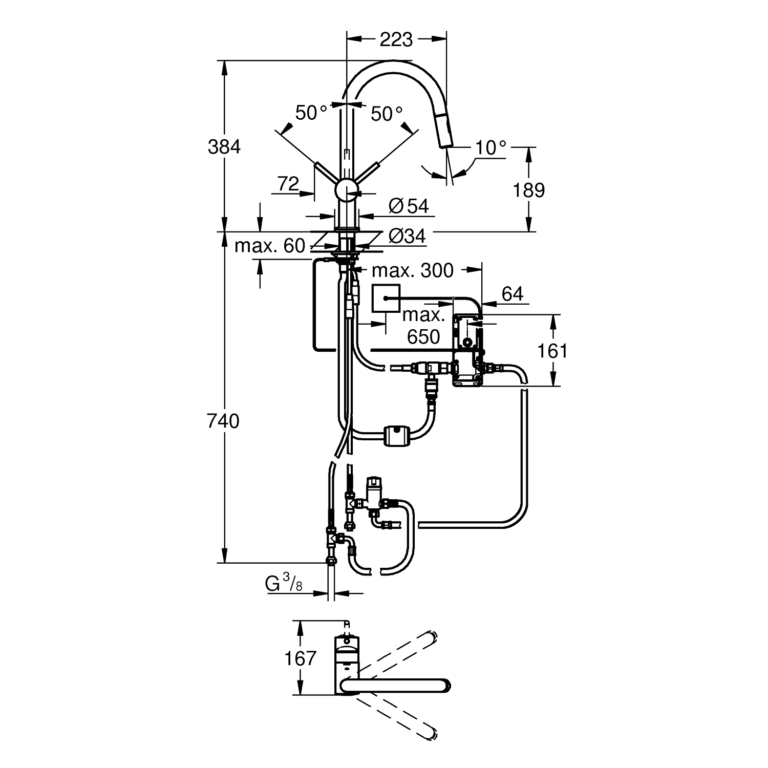 Grohe Minta 1/2″ Single Lever Kitchen Mixer Tap Touch Control