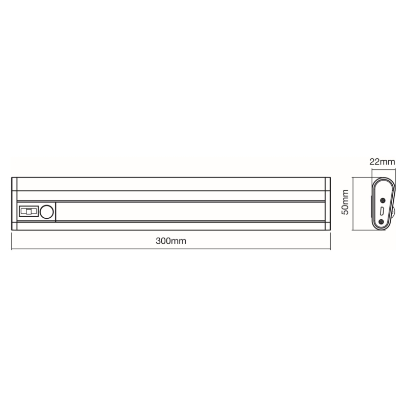 Ledvance LED Bar 300mm Silver USB 4058075260467 dimensions