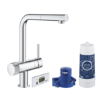 Grohe Blue Pure Minta with Pull-out L Spout Swivel 90 Kitchen Mixer Tap Chrome 30382000 main