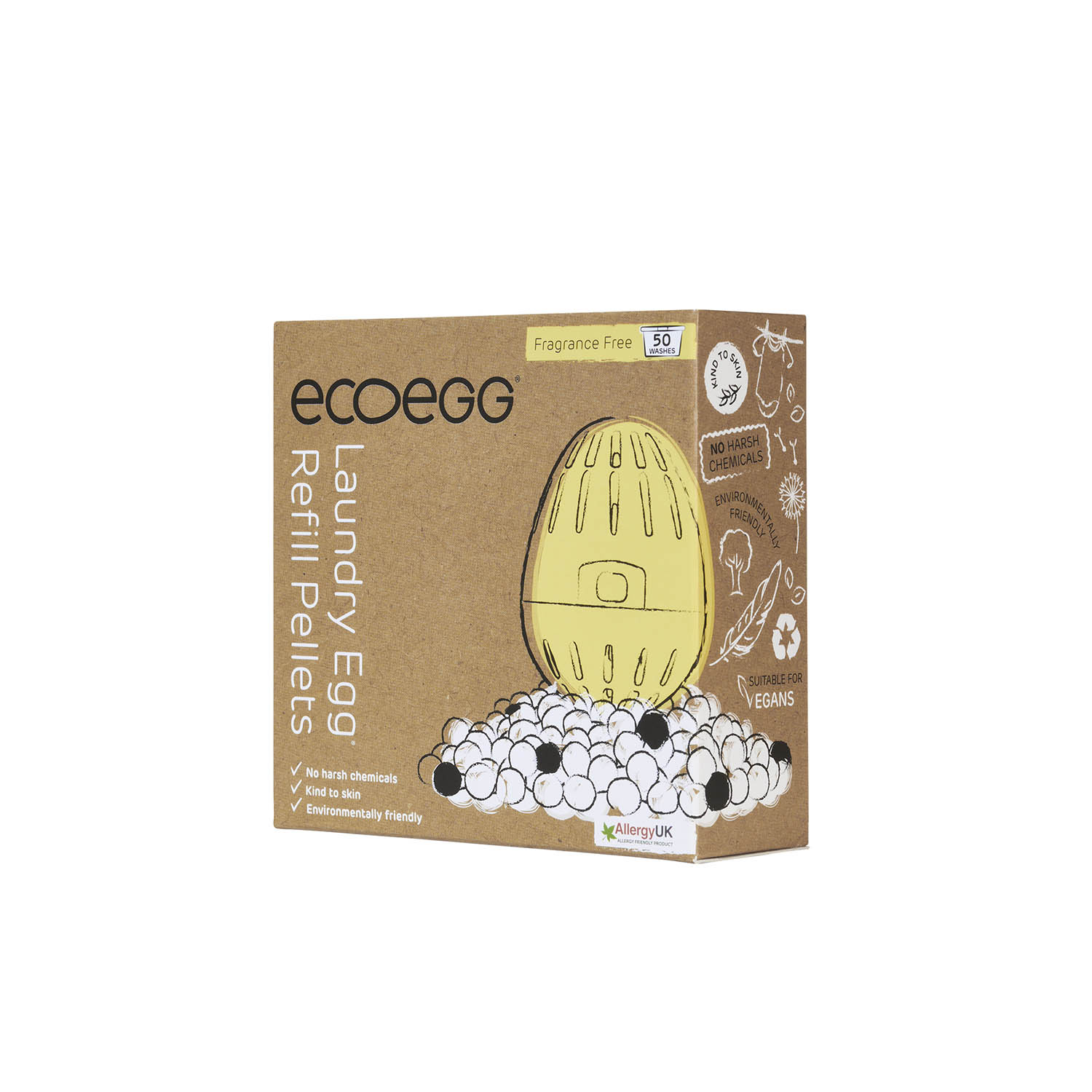 ecoegg Laundry Egg Refill Pellets Fragrance Free 50 Washes