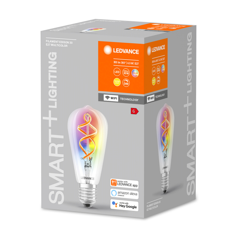 Ledvance Smart+ LED Filament Edison ST64 E27 4W Multicolour RGBW WiFi