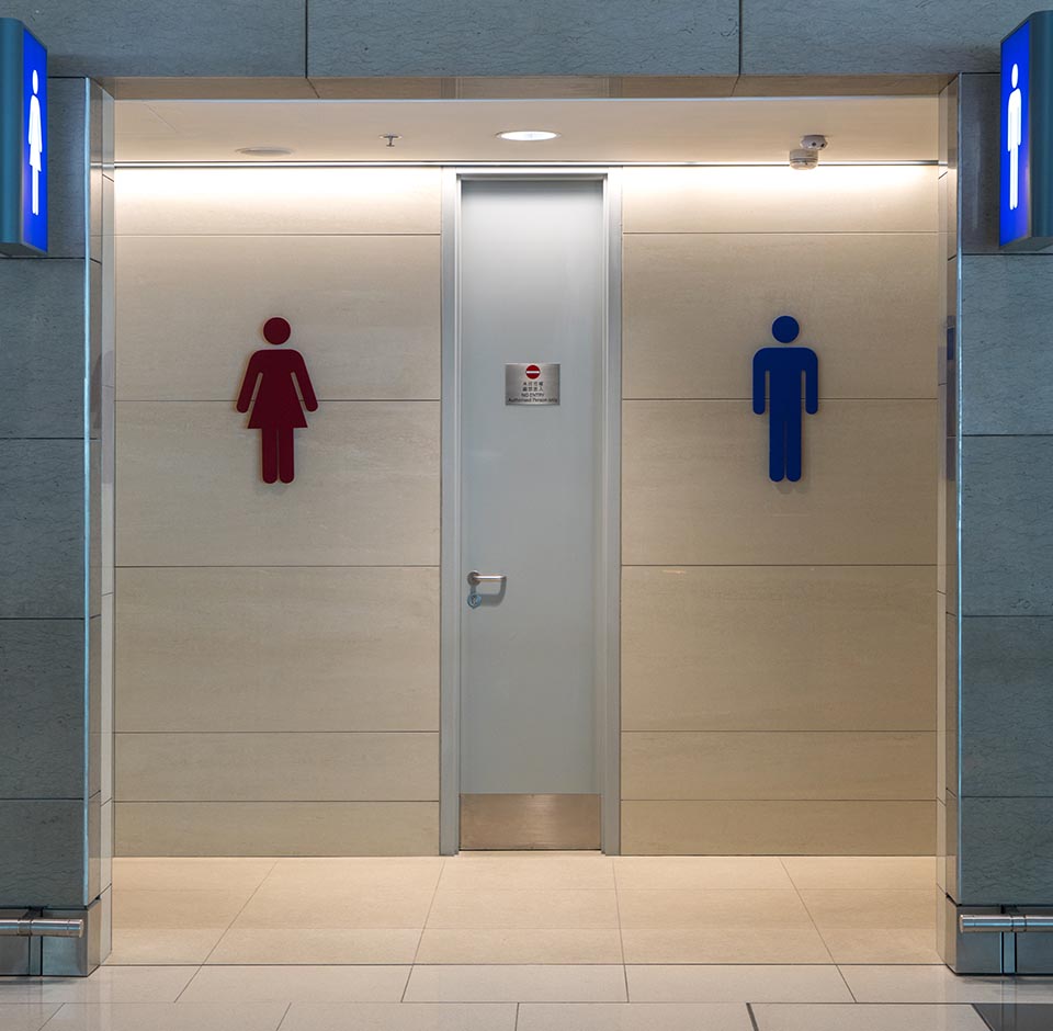 Entrance to a public washroom for males and females