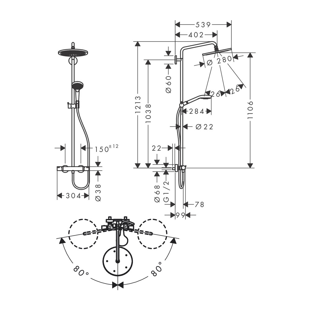 Hansgrohe Croma 100 Multi Set, chrom günstig kaufen bei Badshop Austria
