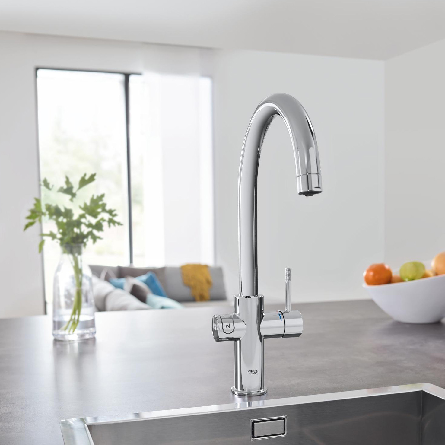 Grohe Blue Home C Spout Swivel 150 Chrome Kitchen Mixer Tap