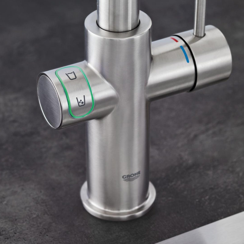 Grohe Blue Home C Spout Swivel 150 Supersteel Kitchen Mixer Tap Bluetooth