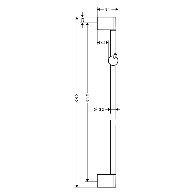 hansgrohe Unica 'Crometta Shower Bar 0.9m Scale Diagram