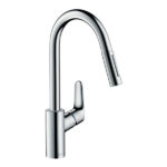 hansgrohe Focus with Pull-out Spray Single Level Swivel Spout 240 Chrome Kitchen Mixer