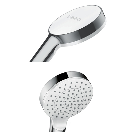 hansgrohe Crometta 1Jet EcoSmart Hand Shower Green 6lpm Front and Back